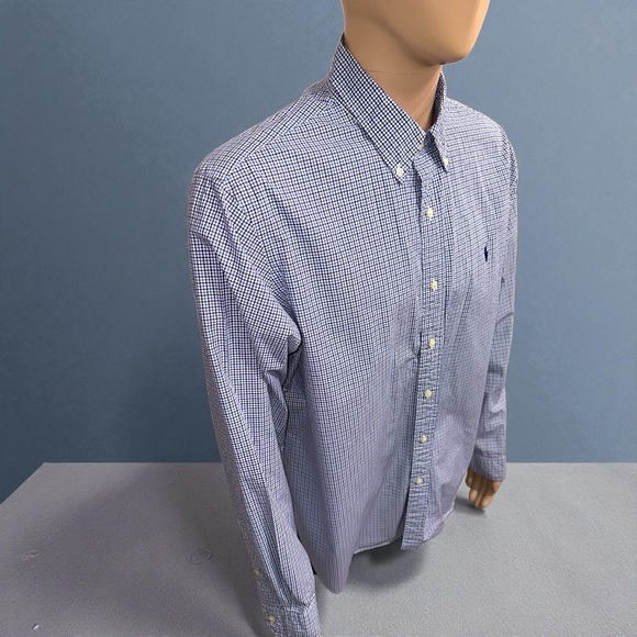 Polo by Ralph Lauren Men’s Blue & Black Plaid Button-Down Dress Shirt - Picture 4 of 16